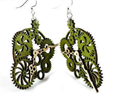 Gear Clock Earrings # 1019