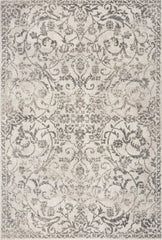 8'x10' Ivory Machine Woven Distressed Floral Vines Indoor Area Rug