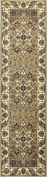 5'x8' Beige Ivory Machine Woven Floral Medallion Indoor Area Rug