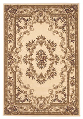 5'x8' Ivory Machine Woven Hand Carved Floral Medallion Indoor Area Rug