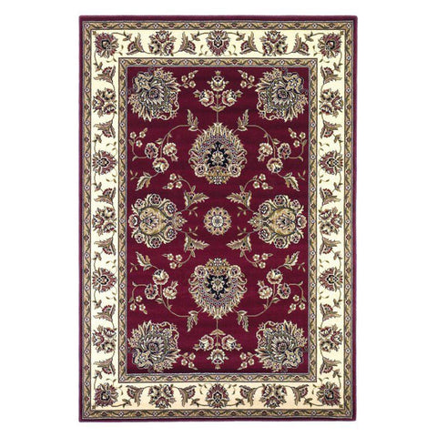 Red Ivory Machine Woven Traditional Octagon Indoor Area Rug