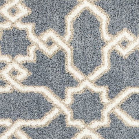 5' x 8' Slate Blue Geometric Pattern Microfiber Indoor Area Rug