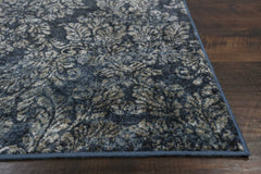 2'x4' Slate Blue Machine Woven Damask Indoor Accent Rug