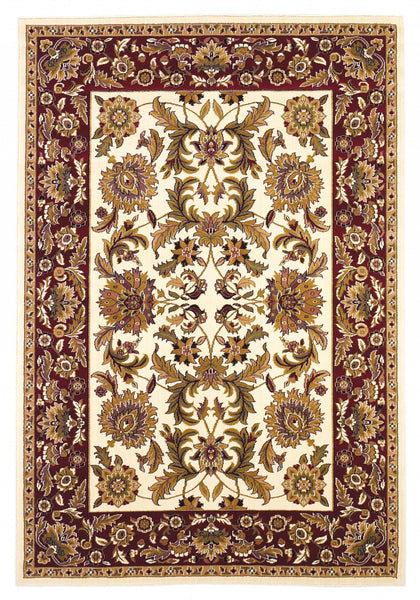 3'x5' Ivory Red Machine Woven Floral Traditional Indoor Area Rug