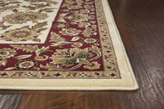 3'x5' Ivory Red Machine Woven Floral Traditional Indoor Area Rug