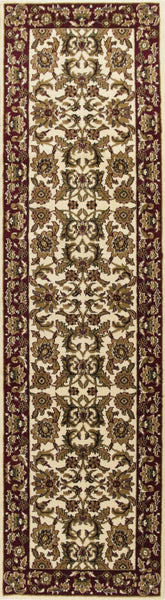 3'x5' Ivory Red Machine Woven Floral Traditional Indoor Area Rug