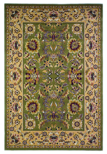 3'x5' Green Taupe Machine Woven Floral Traditional Indoor Area Rug