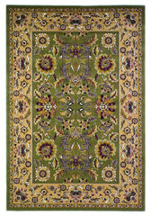 3'x5' Green Taupe Machine Woven Floral Traditional Indoor Area Rug