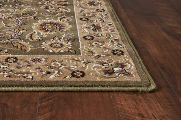 3'x5' Green Taupe Machine Woven Floral Traditional Indoor Area Rug