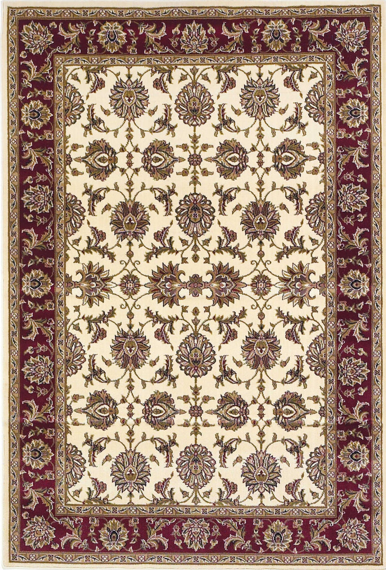 3'x5' Ivory Red Machine Woven Floral Traditional Indoor Area Rug