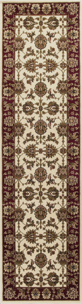 3'x5' Ivory Red Machine Woven Floral Traditional Indoor Area Rug