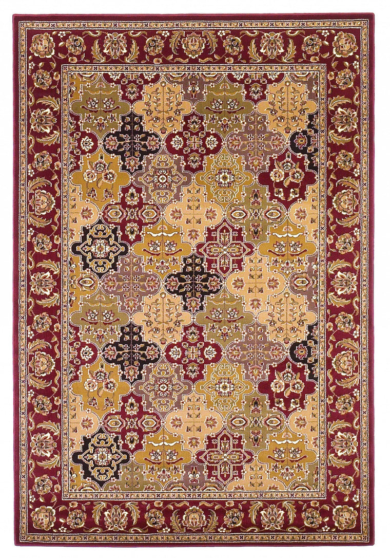 3'x5' Red Machine Woven Traditional Quatrefoil Indoor Area Rug