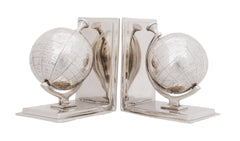 4.5" x 6.75" x 7.75" Alum Globe Bookend Set Of Two