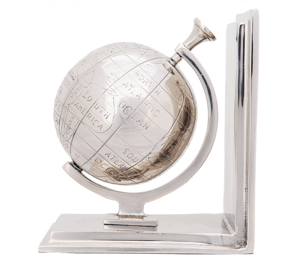 4.5" x 6.75" x 7.75" Alum Globe Bookend Set Of Two