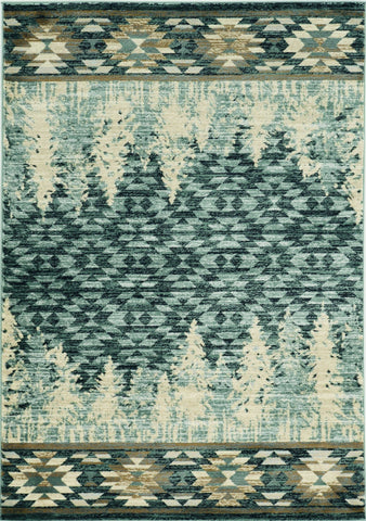 5' x 8' Slate Blue Winter Pine Trees Area Rug