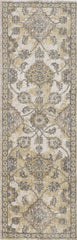 8'x11' Ivory Sand Machine Woven Bordered Floral Vines Indoor Area Rug