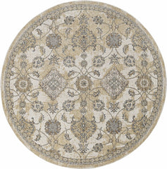 8'x11' Ivory Sand Machine Woven Bordered Floral Vines Indoor Area Rug