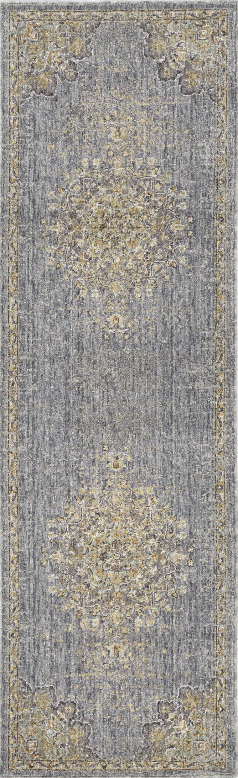 5'x8' Slate Grey Machine Woven Traditional Medallion Indoor Area Rug