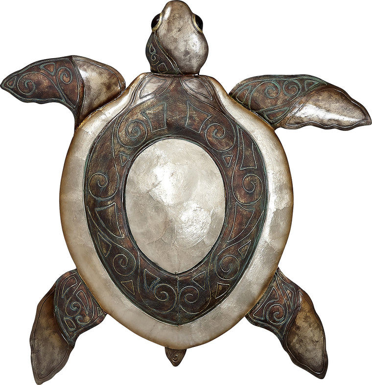 Metal & Capiz Turtle Wall Décor 20x22