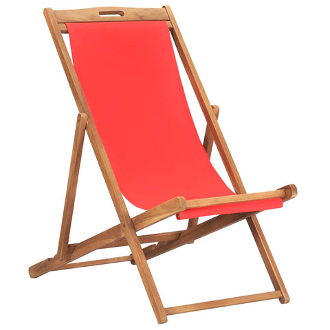 Folding Beach Chair Solid Teak Wood Gray