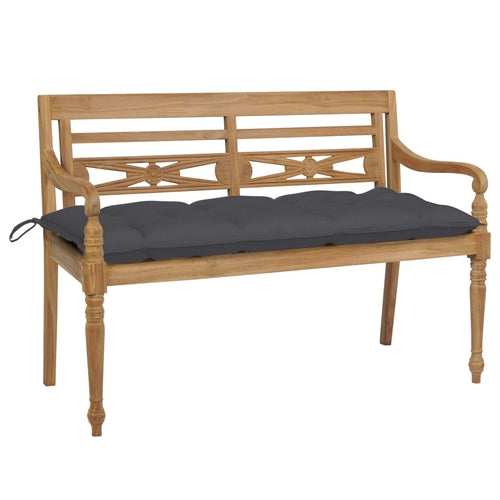 Batavia Bench with Anthracite Cushion 47.2" Solid Teak Wood