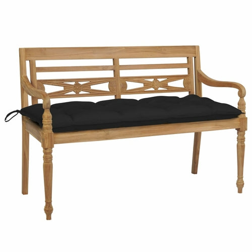 Batavia Bench with Anthracite Cushion 47.2" Solid Teak Wood