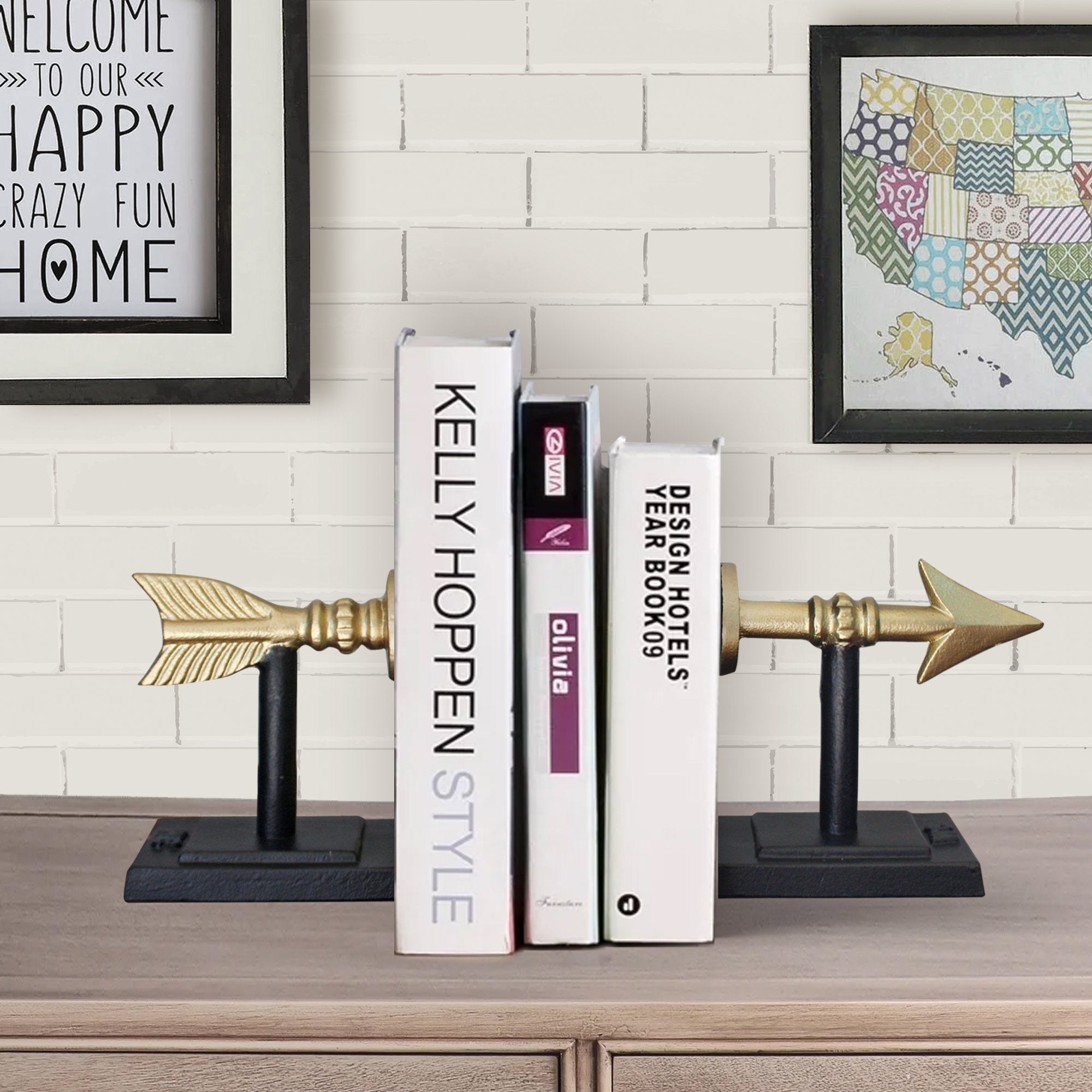 Cast Iron Arrow Bookends, 7"