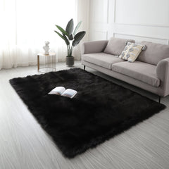 Cozy Ultra Soft Fluffy Faux Fur Black Area Rug