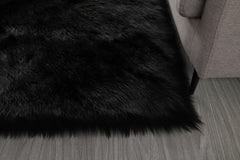 Cozy Ultra Soft Fluffy Faux Fur Black Area Rug