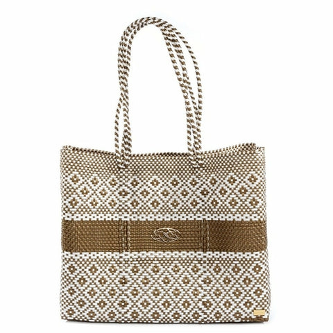 GOLD STRIPE TRAVEL TOTE BAG WITH CLUTCH