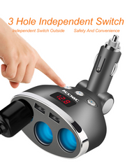 3 in 1 Dual USB Car Cigarette Lighter Socket