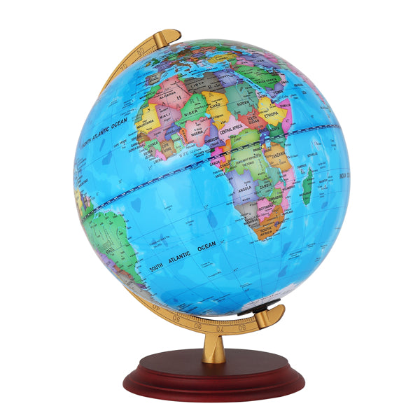 13in With Scale AR LED Light Globe ABS Sphere Wooden Base Political